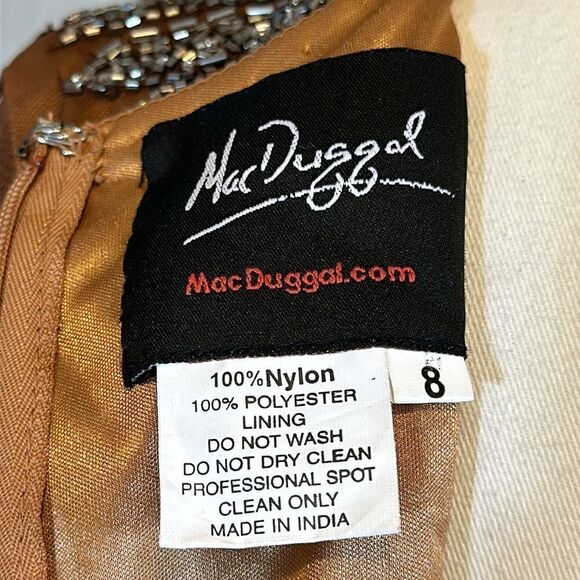 NEW Mac Duggal 5295 beaded long sleeve wrap over midi dress size 8 - Picture 11 of 14